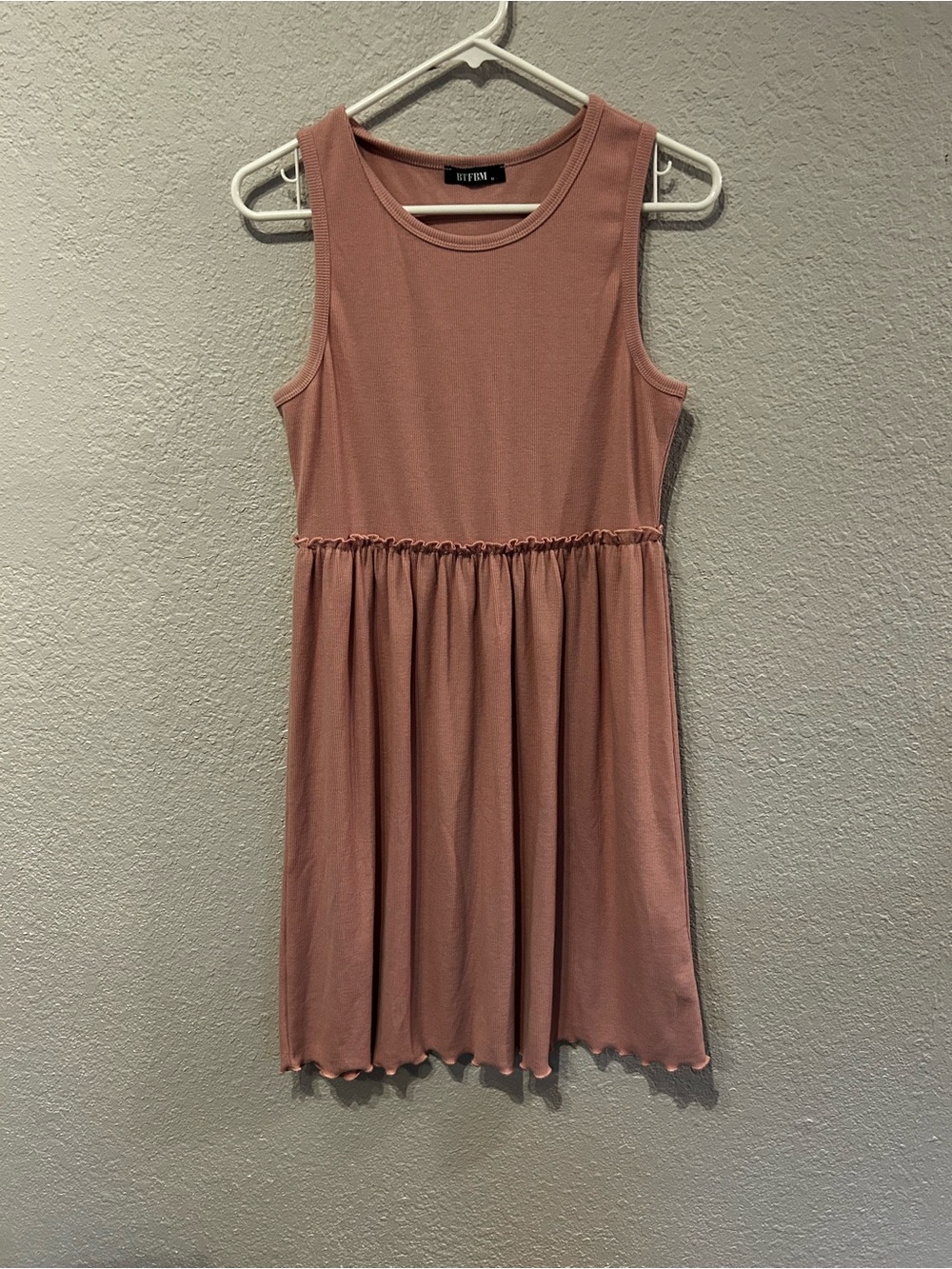Ruffle Waist Sleeveless Dress - Dusty Rose